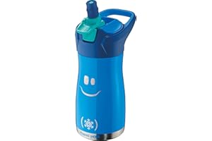 Maped Picnik Concept Kids - Gourde Enfant avec Système de Pipette - Étanche - Ouverture Automatique avec Bouton - Nettoyage Facile - Corps en Acier - 430 ml Inoxydable - Bleu - 430 ml 871203