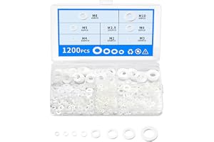 1200 st nylonbrickor set plastbrickor sortiment vita distansbrickor plana tätningar för skruvar storlekar M2 M25 M3 M4 M5 M6 M8 M10