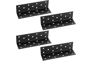 XINGWENHAO 4 piezas de soportes de esquina en ángulo para cama de jardín elevada, soportes en L de metal negro para jardines, para fijar, reparar y unir muebles, estantes y armarios, 140x40x40mm