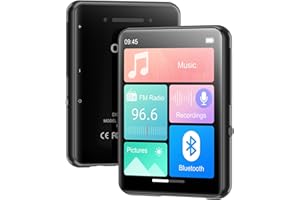 128GB Reproductor MP3 de Bluetooth 5.4, Oilsky 2,4'' Pantalla Táctil Portátil mp3, Reproductor de Música Mp3 con Altavoces, Radio FM, Ebook (Negro)