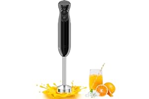 Bonsenkitchen Hand Blender, 2 Speeds Immersion Blender Handheld, Stick Blender Electric with Stainless Steel Blade for Making Baby Food, Soups, Sauce, HB3201 (Black)