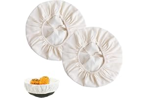 Amztour Housses de Protection pour Pain Torchons pour la Cuisson Du Levain Couvercles Bol en Tissu pour Préparation Pâte Panier de Fermentation en Rotin Couvertures de Levain