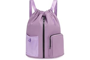 WANDF Drawstring Gym Bag Sports Backpack with Shoes Compartment Water-resistant Swimming Bag for Men Women Ideal for PE School Travel Beach