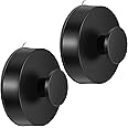 2 Pcs Suction Hooks, Vacuum Suction Cup Hooks Removable and Reusable Shower Hook Towel Hanging Hook Self Adhesive Waterproof Suction Hooks for Bathroom Kitchen (Black)