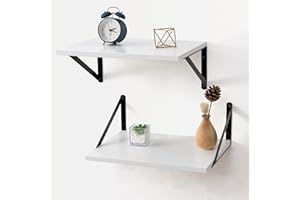 Mardili 12 Inch Deep Floating Shelves for Wall, 16W x 12D Wood Wall Shelves Set of 2-White