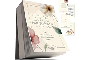 ‎MILULA STUDIOS Abreißkalender 2026 täglich – Inspirierender Achtsamkeitskalender & Tischkalender mit 365 Sprüchen & Übungen – Motivationskalender 2026 für mehr Freude, Entspannung & Achtsamkeit im Alltag