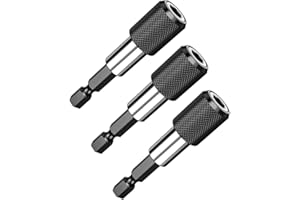 Fixinus 3 Pieces Magnetic Extension Chuck Adapter with 1/4 Inch Hex Shank Quick Change Bit Holder for Screws Nuts, 60mm Length