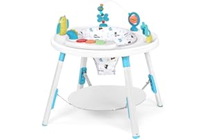 UBRAVOO Baby Activity Center,3-in-1 Baby Walk Along Toys with Removable Toys and 360° Rotating Seat - Ideal for Infant Development and Entertainment (Blue)