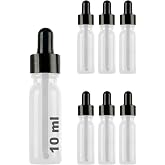 Afracam 10 ml Metal Kapaklı Damlalık Dropper Şişesi Serum 10 cc Cam Şişe 6 Adet (Siyah Kapak, Şeffaf)