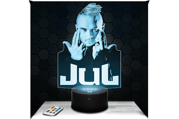 Lampephoto.fr - Lampe 3D Rappeur Jul Idée Cadeau Fan de Jul, Veilleuse Tactile Led Illusion, Effet Hologramme 3D, Idée Cadeau Noël Anniversaire Garçon et Fille TOP