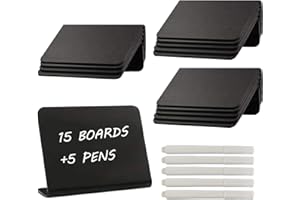 AGHOER L Förmige Mini Tafeln, 15 Buffet Schilder, Geeignet für Partys, Buffet und Bäckerei, Schwarz