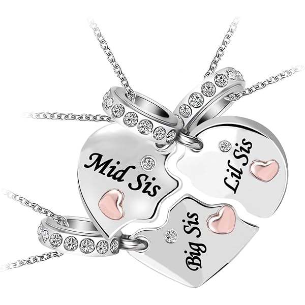 CHARMY'S S925 Sterling Silver Mother Daughter Heart Pendant - Rose Gold Plated Charm