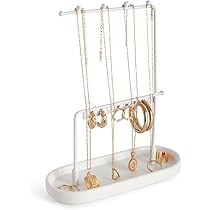 Porta Gioielli KIMIGO Con Base In Legno - Espositore Organizzato Per Orecchini, Collane, Anelli E Bracciali - Ideale Regalo Per Donne - Foto 8