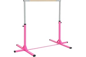 HOMCOM Gymnastics Bar, Height Adjustable Gymnastics Horizontal Bar for Kids, Home Gym Training Children Junior Kip High Bar Fitness