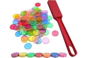JOZMMZEOOA Baguette magnétique de bingo - Table lumineuse pour enfants - Rouge - Avec 100 jetons de bingo et 1 stylo de bingo - Puces en plastique de 17 mm - Pour la pratique des mathématiques