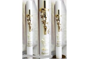 kerzenzauber-lusine VT-158 Taufkerze, Kommunionkerze, Junge, Mädchen, 400/40 mm, inklusive Zubehör zur Selbstbeschriftung