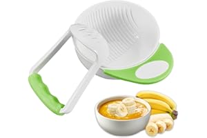 VLYX Triturador de comida de bebé, bebé tazón de puré con mango largo antideslizante y varilla de molienda fácil de usar tazón de puré conveniente bebé tazones de fuente de puré de comida de bebé Set