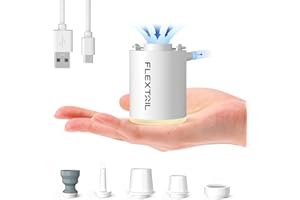FLEXTAILGEAR Mini Pump 2024, 4kPa Elektrische Luftpumpe für Luftmatratze zum Aufpumpen u. Absaugen, Aufladbare Camping Pumpe für Luftbett u. Schwimmring