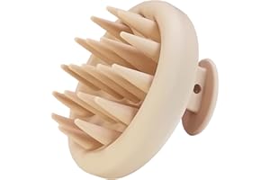 MMSGA Kopfhaut Massagebürste,Reines Kieselgel Shampoo Bürste für Nasses und Trockenes Haar Sanft Kopfmassage,Weiche Silikonborsten für, fein sauber, schützen empfindliche (Beige)