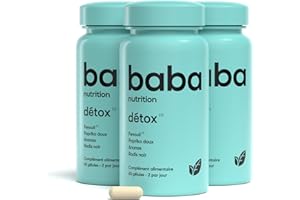 Baba Nutrition Complément alimentaire détox | Complexe 4 plantes pour améliorer digestion & ballonnements | Radis Noir, Ananas, Paprika doux, Fenouil | 180 gélules