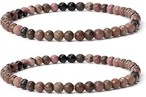 Landorilo Bracelet 4mm en Pierre Naturelle pour Homme et Femme, Bracelets Élastique Yoga, Bijoux Cadeau Créatifs, Porte Bonheur avec Perles de Remplacement