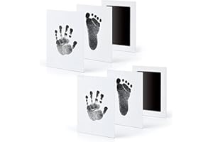JDXun 4 Piezas Huellas Bebe Recien Nacido, Almohadillas de Tinta de Manos y Pies Bebé Sin Tacto, Kit Huella del Mascota, Regalo De Bautizo