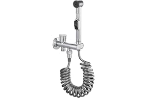 SUBMARINE Bidet Sprayer for Toilet, Bidet Sprayer, with G1/2 Caliber One-in Two-Out Angle Valve, Auto Shrink Bidet Hose, Can Be Connected to Toilet, for Laundry, Sitz Bath, Ladies Cleaning, Pets