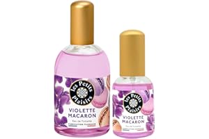 Les Petits Plaisirs - Lot Eau de Toilette Violette Macaron 110ml + 30ml, Fleuri et gourmand, Eau de toilette femme,coffret cadeau sucré et réconfortant, Made in France, 110ml, 30ml