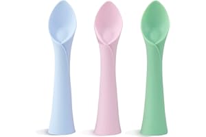 Nooni Care Baby Spoons for Baby Led Weaning | Soft Tip Weaning Spoon and Teether with Ergonomic Handles | Toddler Spoons 3 Pack for Teething Gums | Silicone Baby Spoons for Self Feeding