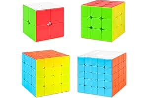 Kacunoki Zauberwürfel Set 4 Pack Speed Cube Set 2x2 3x3 4x4 5x5 3D Puzzle Magischer Würfel Smooth Magic Cube Professioneller Puzzle Lernwürfel Spielzeug Geschenk für Kinder und Erwachsene