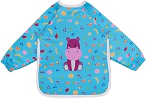 HOMYBABY® Baberos bebe mangas impermeable PREMIUM - PUL laminado suave, transpirable y resistente - Babero Baby Led Weaning - Baberos BLW ajustable - Baby infantil plastificado