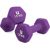 unycos - Non-slip Neoprene Dumbbells 1-10 kg for Fitness | With neoprene coating, comfortable grip and exercise e-book for st