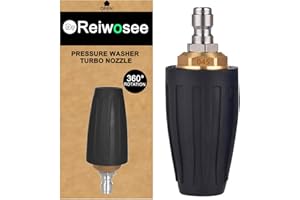 REIWOSEE Boquilla Giratoria Turbo, Boquilla De Pulverización De Cabeza Turbo Giratoria De 360° Para Limpiador De Pistola De Alta Presión, 4000 Psi, 1.311 Mm Calibre, Conexión Rápida De 1/4 Pulgadas. (Negro)