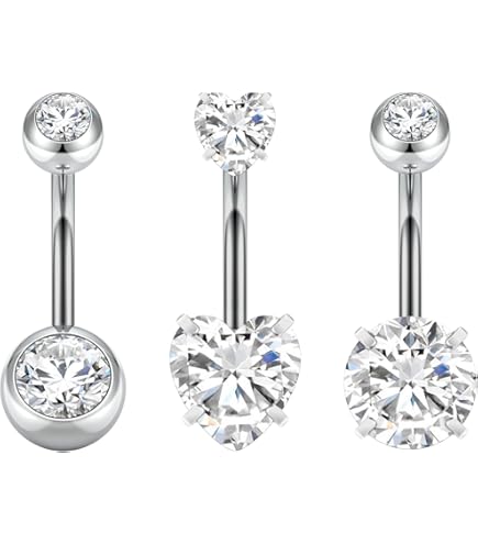 XSDSLS 12 Pcs Piercings De Nombril Acier Inoxydable Avec Double Pierre