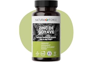 NATURA FORCE Zinc de Goyave - Naturel et à Haute Assimilation - Stress Oxydatif, Système Immunitaire - Issu des Feuilles de Goyave, Couvre 100% des VNR - Boite de 90 Gélules