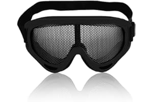 JOYZAN Lunettes Sport Maille, Airsoft Metal Mesh Goggle Tactical Lentille Protection Yeux Maille Métallique Chasse Lunette Tactique Sécurité Jeu Réglable Tir Filet Air Soft Choc Jeuguerre Treillis Profil