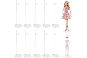 Bavooty Puppenständer,21.5cm Puppen Ständer Displayhalter,Kunststoff Puppenständerhalter,Verstellbarer Mini Puppenständer Puppenzubehör,Für Puppenregal Verwendet (Transparent, 10)