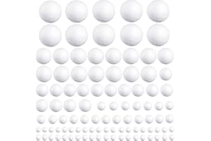 Bebester Craft Foam Balls - 100 Pcs White Polystyrene Balls for Art, School, Wedding & Party Decoration - 5 Sizes