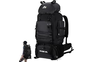 Augot Trekkingrucksack, 90L Große Kapazität Wanderrucksack Leichter Campingrucksack Herren Damen Wasserdicht Reiserucksack Outdoor Sport Tagesrucksack für Camping Trekking Klettern (Schwarz)