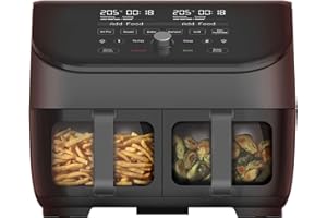 Instant Vortex Plus 8 en 1 Freidora de Aire Doble Digital con ClearCook y Función de Asar, Hornear, Deshidratar o Recalentar,