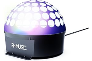 R-MUSIC – ATRO L – Boule Disco – Rotation 180° – Lumière de scène avec projection aléatoire de sphères et anneaux RGB – Effet de lumière LED RGB – Accrochage mural par vis – Pour Fête, DJ, Bar, Club
