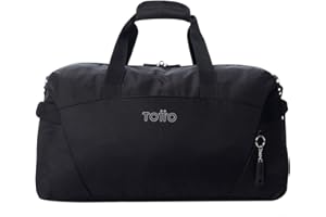 TOTTO - Bolsa de Deporte, Modelo Active Pro M, Medidas 64 x 30 x 22 cm, Capacidad 35 L, Asa de Mano, Correa Ajustable Hombro, Argollas para Candado en Cremallera Principal, Color Negro