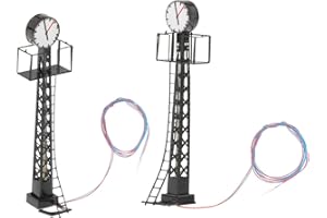 HARILLA 2 Pièces 1/87 Chemin de Fer s HO Échelle Miniature Bâtiment Paysage cessoires LED Lampe Rail pour Sable Table Micro Paysage, Le noir