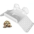 TERRIFI Turtle Basking Platform, Turtle Bank Floating Island with Green Lifelike Underwater Plastic Plant, Water Dish, Sucker Cap, Turtle Dock Turtle Tank Decorations Reptile Accessories, White