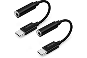 AIYEEN Ulepszony adapter słuchawkowy USB C na gniazdo 3,5 mm (2 sztuki), adapter audio do słuchawek USB C na Aux, chip Hi-Res DAC, adapter do słuchawek kompatybilny z iPhone 15 Series Samsung, Pixel, iPad
