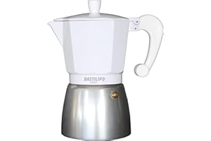 Bastilipo Cafetera de aluminio Colori, color blanca, 9 tazas, calderín tratado, asa aislante blanca - Modelo: COLORI BLANCA 9TZ