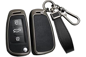 ontto Etui na kluczyki samochodowe pasuje do Audi A1, A3, 8P, A4, A5, A6, A7, S3, S7, Q2, Q3, Q5, SQ5, C5, C6, TT RS3, etui ochronne, metal, skóra PU, etui na klucze, etui na pilot zdalnego
