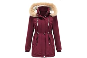 YFFUSHI Women Warm Faux Fur Hooded Jacket Long Sleeves Fleece Lined Winter Coat Fashion Winter Parka Outerwear