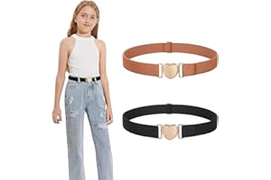 SXCCNW Gürtel Kinder, Elastische Gürtel für Mädchen, Herzform Gürtel Ohne Schnalle Verstellbare Elastische Gürtel für Kleider Jeans Hose Uniform