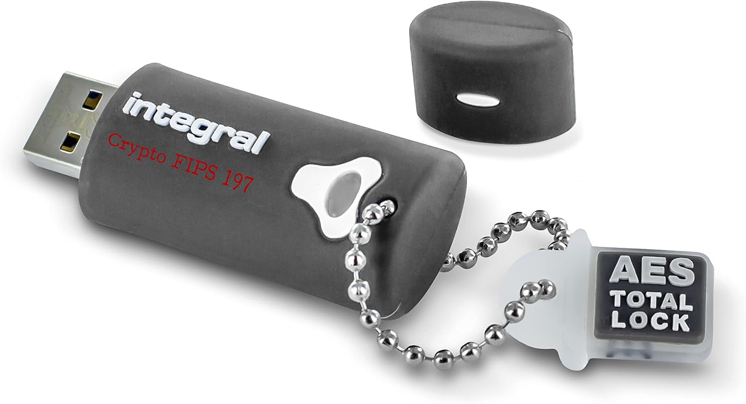 Integral 64GB Crypto-197 256-Bit Hardware Encrypted 3.0 USB Secure Flash Memory Drive - Certified to FIPS 197, Protection & Rugged Double-layer Waterproof Design XTS- AES